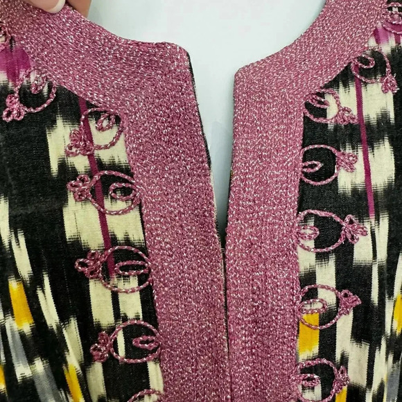 Calypso St. Bart Sheath Dress Embroidered, Beading Tassels V-Neck Women's M - Picture 4 of 11